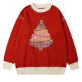 thumbnail image 1 of Gibobby Manga Larga Cuello Rojoondo de punto para parejas de manga larga holgado rojo navideño para mujer de cuello Rojoondo (Rojo, M), 1 of 3