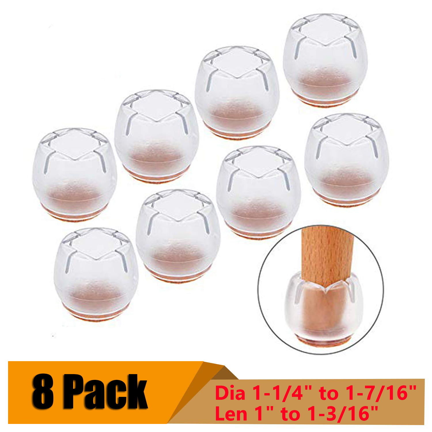 16 pack Furniture Guard Chair Leg Table Feet Cap Floor Protector 8 Small 8 Large 