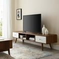 thumbnail image 2 of Modern Contemporary Urban Design Living Room Lounge Club Lobby Media TV Stand Console Table, Wood, Natural Brown White, 2 of 7