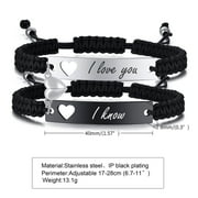 Vnox Magnetic Couples Bracelet, Adjustable Matching Macrame Bracelets, Stainless Steel Distance Relationship Bracelet, BF and GF Gifts