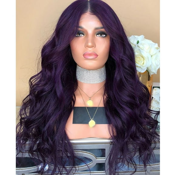 70CM Natural Purple Party Wig Female Long Curly Hair Fashion Synthetic Wig