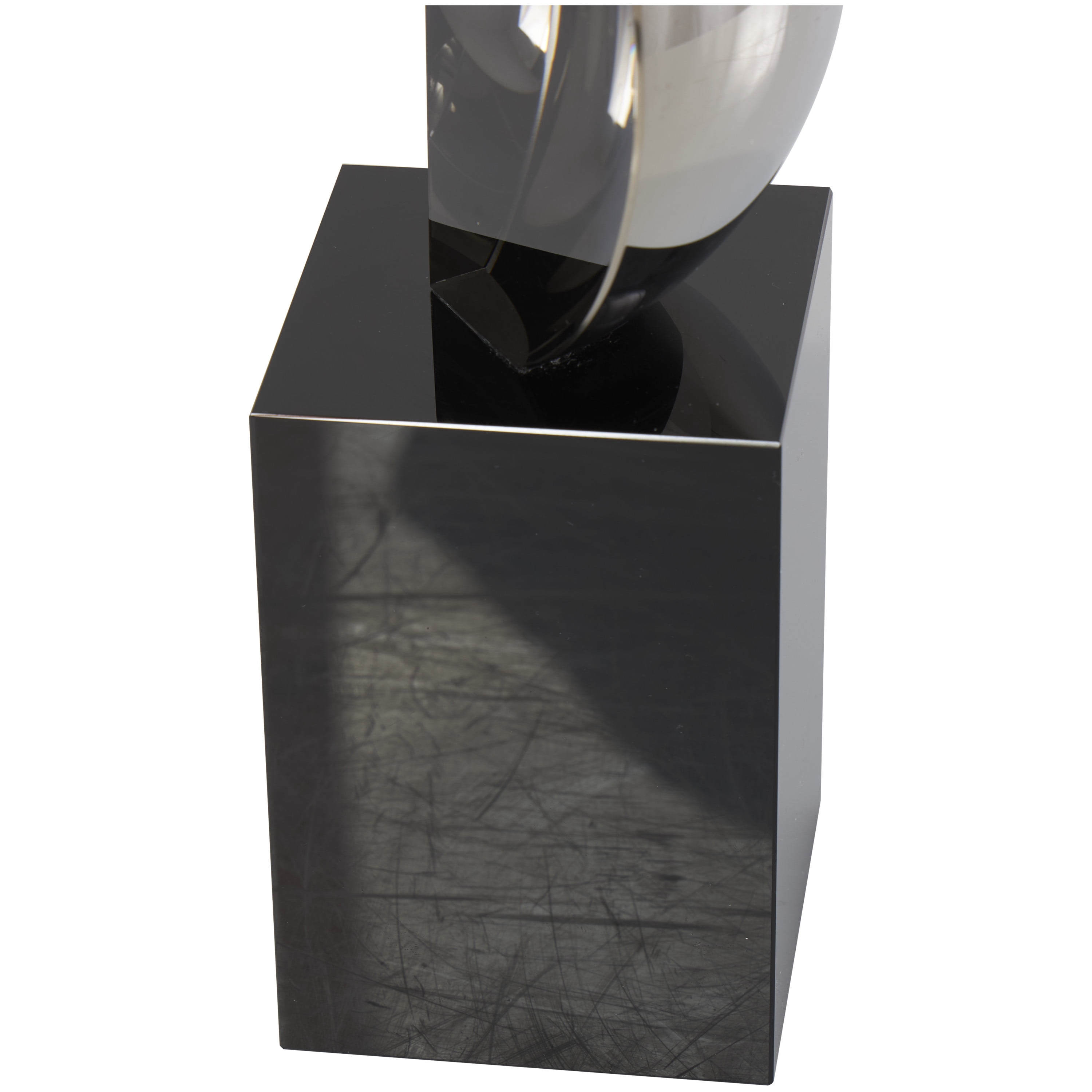 5" x 18" Black Crystal Abstract Two-Tone Geometric Sculpture with Stacked Semi Circles, by DecMode
