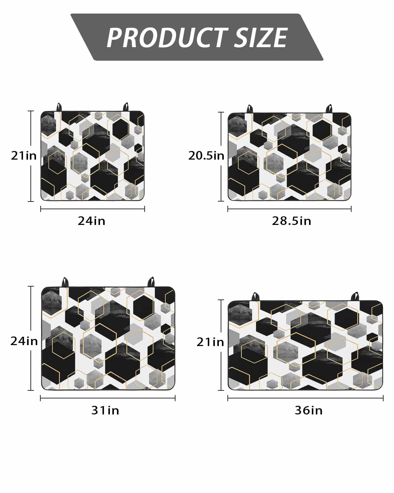 Stove Top Covers for Electric Stove, Black Grey Glass Stovetop Cover Protector, Geometric Gold White Hexagon Modern Induction Cooktop Protector Oven Mat for Kitchen Countertop 24"x21"
