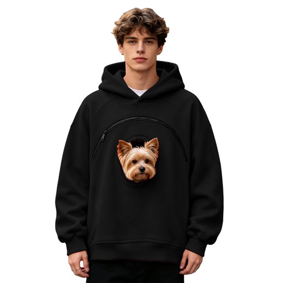 AURORADY Pet Pouch Hoodie for Women Men Oversized Sweatshirt with Zipper Pocket Cat Dog Carrier Pullover Top
