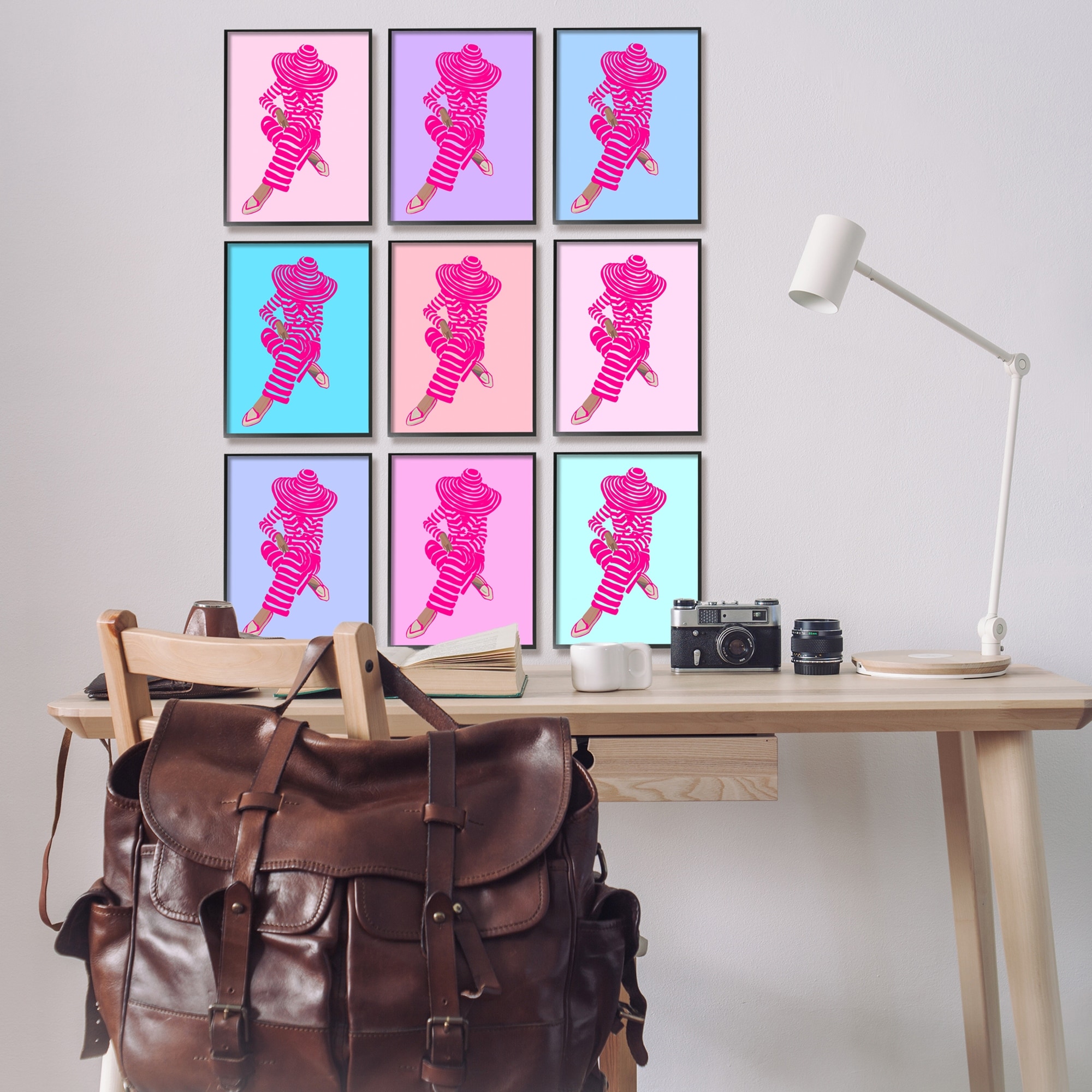 Stupell Industries Pink Pastel Doll Style Fashion Silhouettes Glam Trends Graphic Art Gray Framed Art Print Wall Art, Set of 9, Design by Amelia Noyes