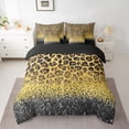thumbnail image 2 of Homewish Glitter Leopard Print Bedding Comforter Set 7pcs, Modern Fashion Polkadots King Bedding Sets, Gold Black Diamond Reversible Bed Sheets, Microfiber Bedroom Decor, 2 of 7