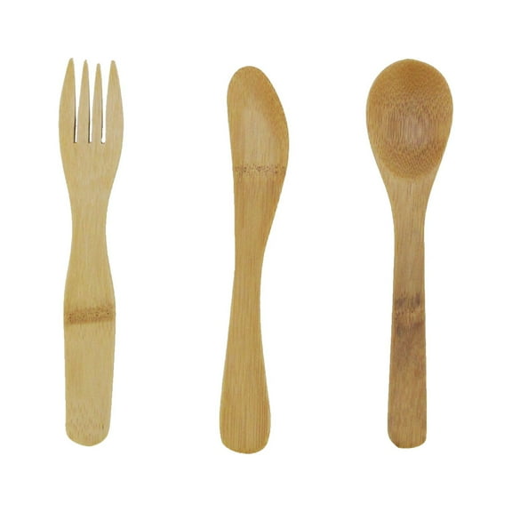 BambooMN Organic Reusable Camping Bamboo Utensil Set: Spoon, Fork, and Knife - 2 Sets
