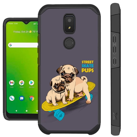 Compatible with Cricket Icon 3 | Cricket Splendor | AT&T Motivate 2 | AT&T Motivate 3; Hybrid Fusion Guard Phone Case Cover (Skate Pug)