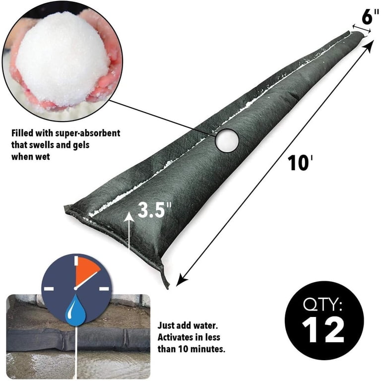 Quick Dam QD610-12 Water-Activated Flood Barrier-10 Feet-12/Pack