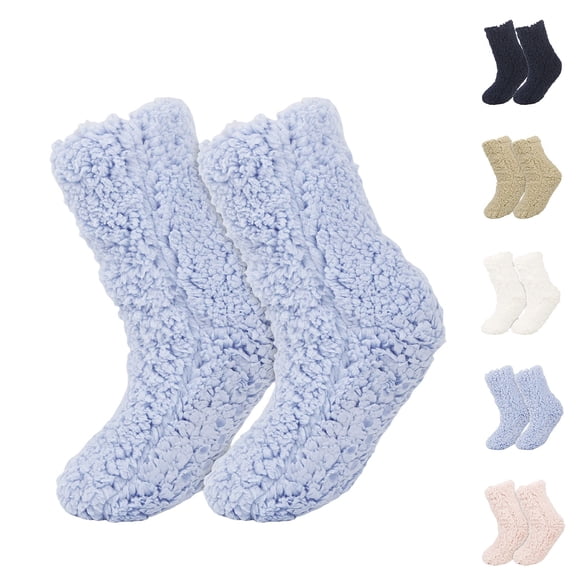 Ashirexll Womens Crew Socks, Fuzzy Socks for Women, Long Solid Color Thick Plush Everyday Casual