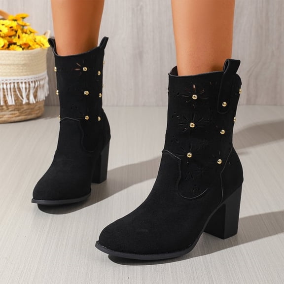 Willtoo Women's Cowboy Cowgirl Ankle Booties Western Stylish Faux Leather Low Heel Boots