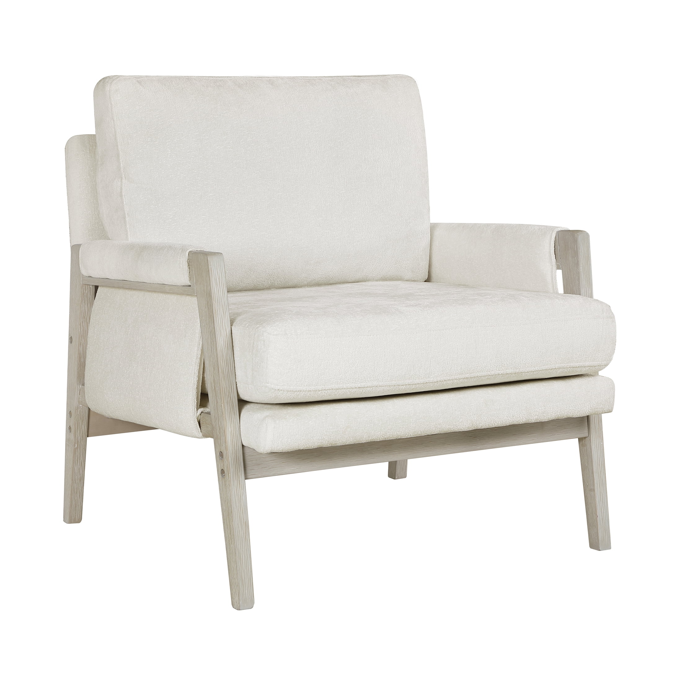 OakvillePark Glentop Wood Frame Chenille Accent Chair, Cream