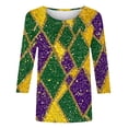 thumbnail image 4 of Visit the JURANMO Store Womens Fall Tunic Tops Novelty Mask Graphic 3/4 Sleeve Casual T Shirts Holiday Parade Tee Shirt Carnival Themed Outfits Purple XXL, 4 of 5