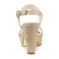 thumbnail image 2 of BLISSFUL STEP Women Platform Slingback Block Heeled Sandals Beige 7.5, 2 of 7