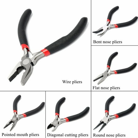 4.5" Mini Pliers Jewelry Round Long Bent Nose Making Beading Wire Cutter Hand Tools Kit 6 Types,4.5 bent nose pliers color - Walmart.com
