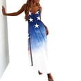 thumbnail image 3 of Uootdi Women Dresses American Flag Print Spaghetti Strap V Neck Maxi Length Loose Fit Lightweight Sundresses Casual Dresses Summer Beach Outfit Gift, 3 of 8