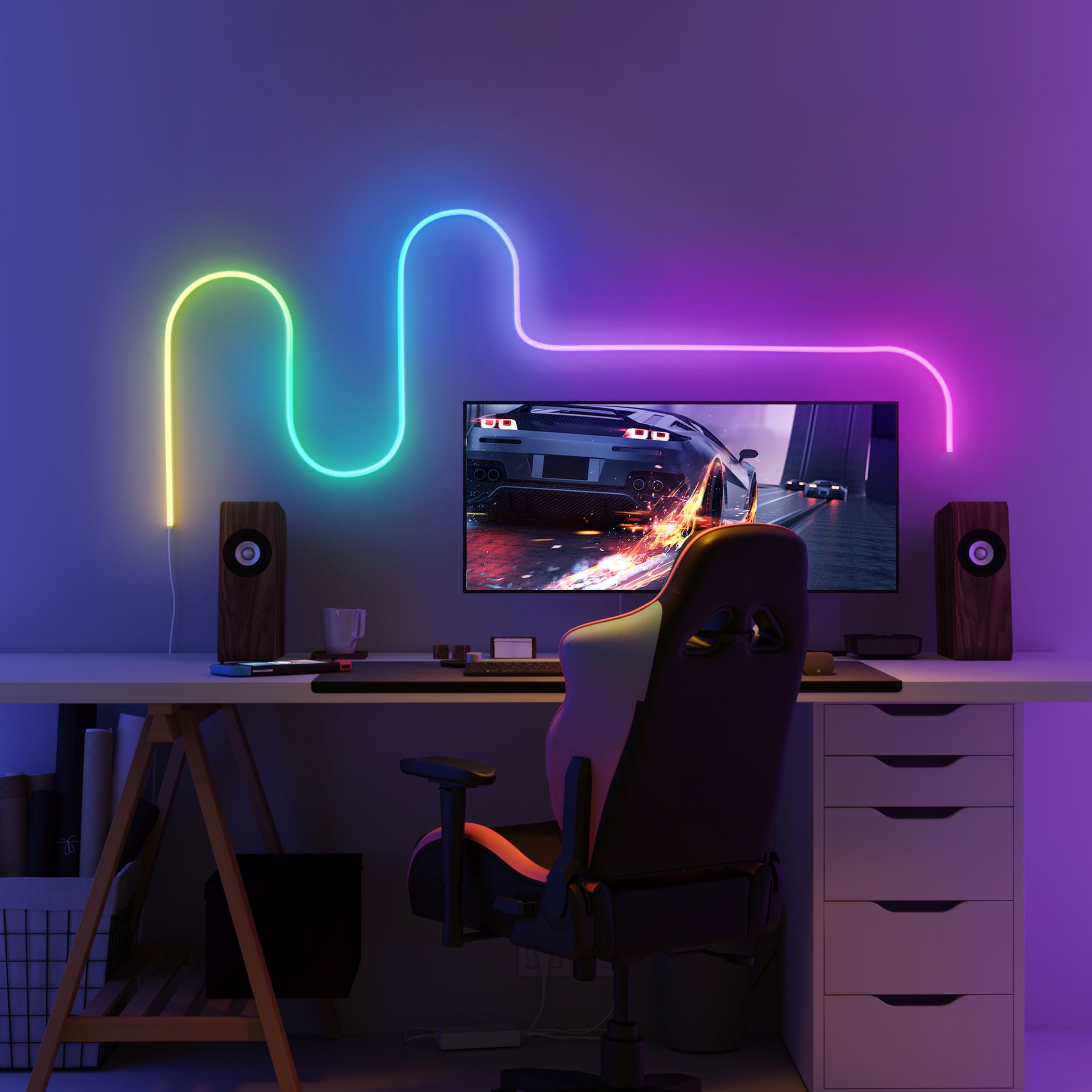 Govee RGBIC Neon Rope LED Light - 64 Scene Modes, 11 Music Modes - 6.5 Ft, Multicolor