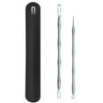 thumbnail image 1 of Graflsoa Premium Stainless Steel Blackhead Extractor Set with Dark Grey Bamboo Handle, 2-Piece Kit in Leather Pouch, 1 of 7