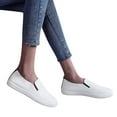 thumbnail image 3 of NOKIO Women's Slip on Shoes PU Leather Slip on Sneaker Low Top Casual Shoes Women Casual Shoes Fashion Simple Spring And Summer New Pattern Flat Bottom Comfortable Non Slip Slip On Shoes, 3 of 8
