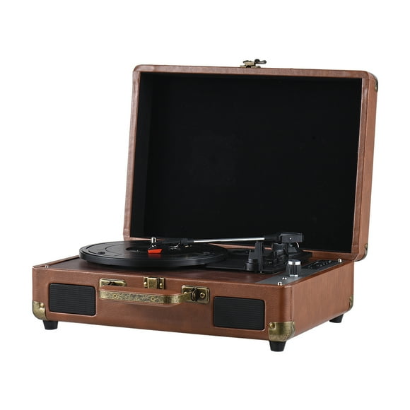Vintage Bluetooth Turntable with HIFI Sound System, Portable Record Player for 7/10/12 Inch Vinyls, Available in Multiple Colors including Brown