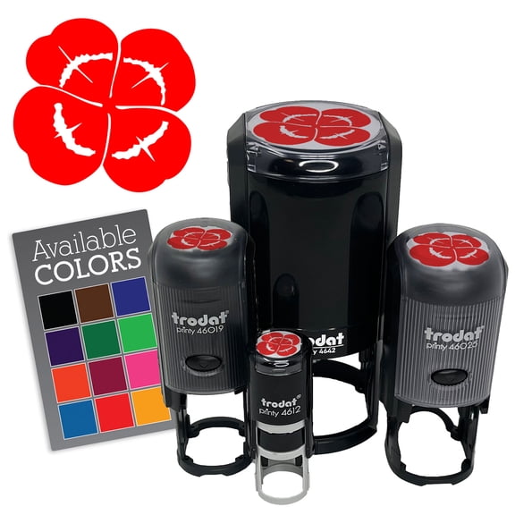 Realistic Shamrock Four Leaf Clover Self-Inking Rubber Stamp Ink Stamper for Stamping Crafting Planners - Black Ink - Mini 1/2 Inch