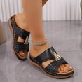 thumbnail image 5 of Fashion Plus Size Wedge Sandales for Womens Slip-On Casual Spring Versatile Beach Wedge Solid Color Peep-Toe Open-Toe Slippers, 5 of 9