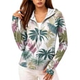 thumbnail image 2 of Women's Sun Protection Jacket Hoodie Clothing Lightweight Long Sleeve Sun Cover Up Shirt with Fashion Print, Athletic Lightweight Full-Zip Long Sleeve Outdoor, Green, XL, 2 of 5