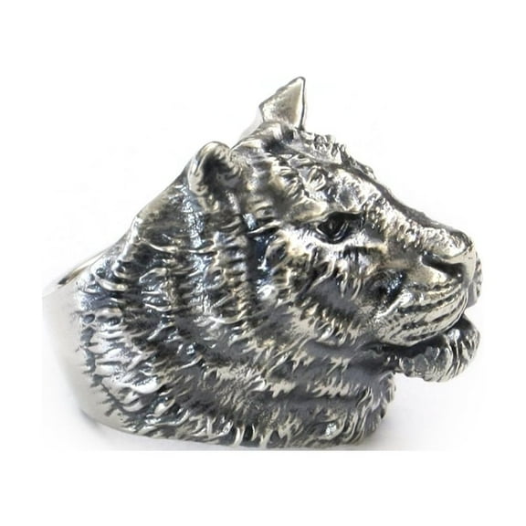 925 Sterling Silver High Details Tiger Ring Biker Punk Jewelry TA223 US Size 10