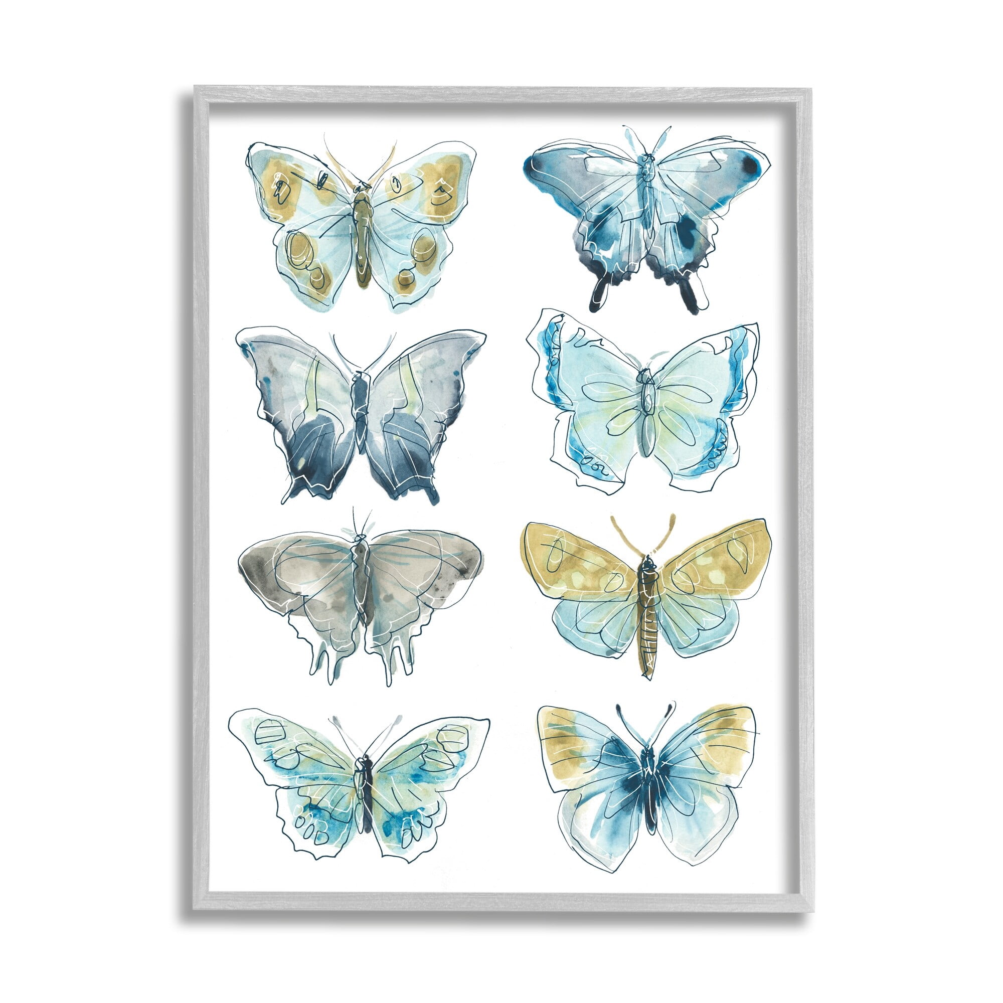 Stupell Industries Abstract Butterfly Wing Patterns Sketched Line Insects, 24 x 30, Design by June Erica Vess