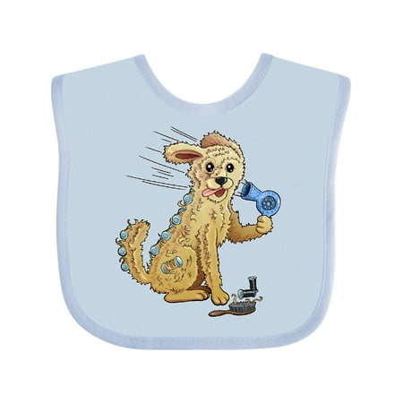 

Inktastic Goldendoodle in Curler with Hair Dryer Gift Baby Boy or Baby Girl Bib