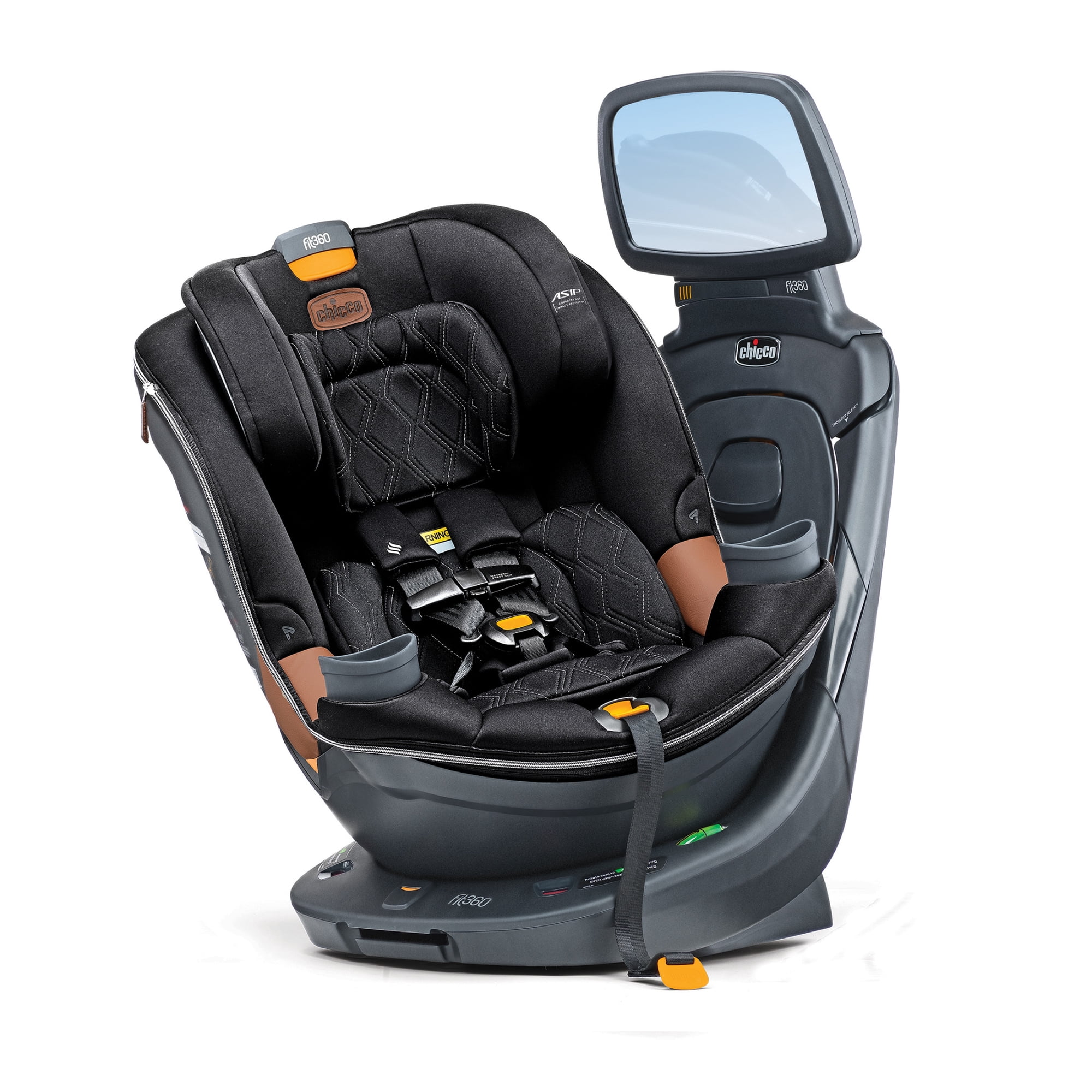 Chicco Fit360® Zip ClearTex® Rotating Convertible Car Seat with Fit360® Mirror for Infants and Toddlers - Jet (Black)