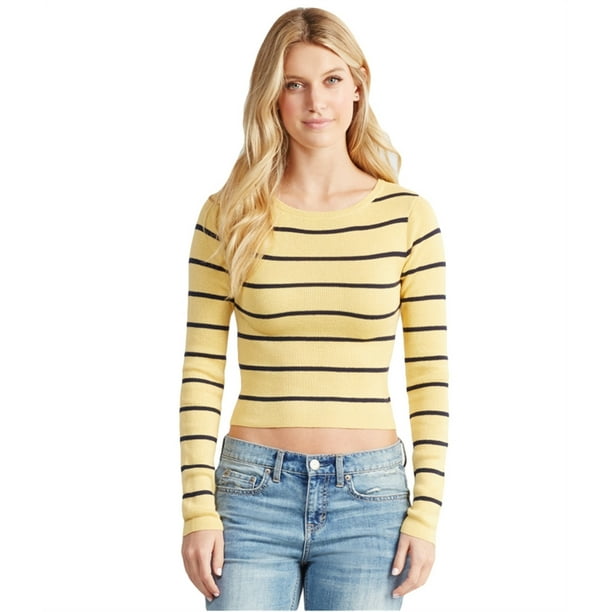 Suéter de rayas Aeropostale para mujer amarillo grande