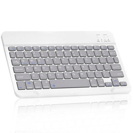 Ultra-Slim Bluetooth rechargeable Keyboard for Motorola Moto Tab G70 and all Bluetooth Enabled iPads, iPhones, Android Tablets, Smartphones, Windows pc - Stone Grey