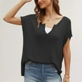 thumbnail image 2 of JGGSPWM Womens Casual Lightweight Summer Sweater Short Sleeve V Neck Ribbed Knit Dressy Pullover Blouse Tops Black XL, 2 of 5