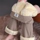 thumbnail image 5 of Pantalones anchos de mujer Pantalones cálidos con forro polar fresco y dulce de invierno Pantalones casuales rectos de lana de cordero para mujer, 5 of 5