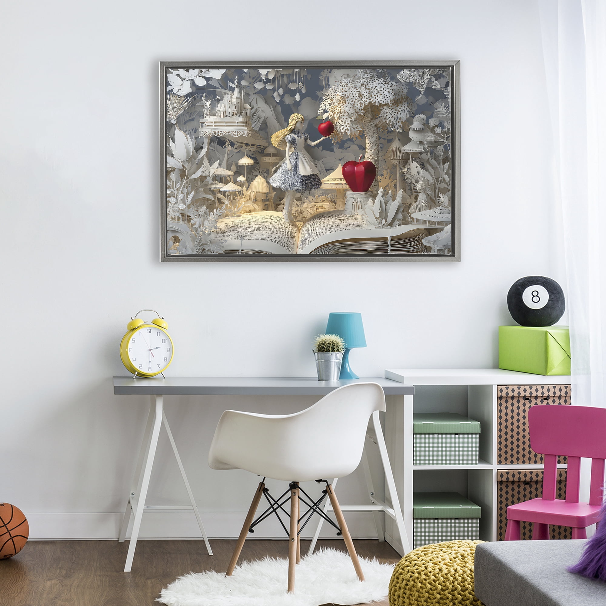 Stupell Industries Fairytale Scene Papercraft Gray Framed Floater Canvas Wall Art, design by The Wands Want
