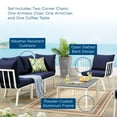 thumbnail image 6 of Lounge Sectional Sofa Chair Set, Aluminum, Metal, Steel, White Blue Navy, Modern Contemporary Urban Design, Outdoor Patio Balcony Cafe Bistro Garden Furniture Hotel Hospitality, 6 of 10