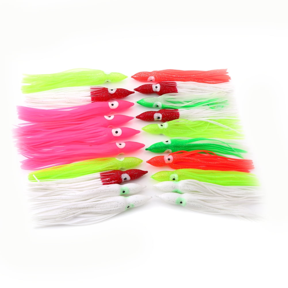 OTVIAP 10 Types 20pcs New Useful Mixed Color Squid Skirt Bait Saltwater