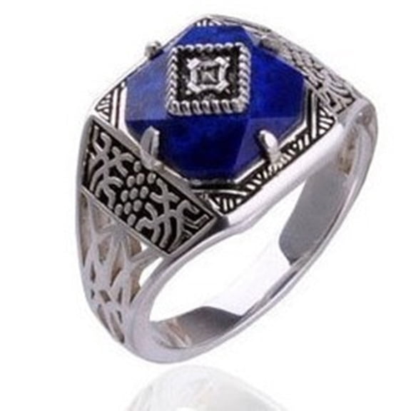 Unisex Alloy Ring With Gem Inlay Retro Geometric European American Design Travel Gift For Anniversary Wear Now