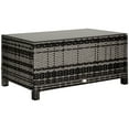 thumbnail image 1 of Outsunny Rattan Coffee Table Patio Hand-woven Side Table, Mixed Grey, 1 of 10