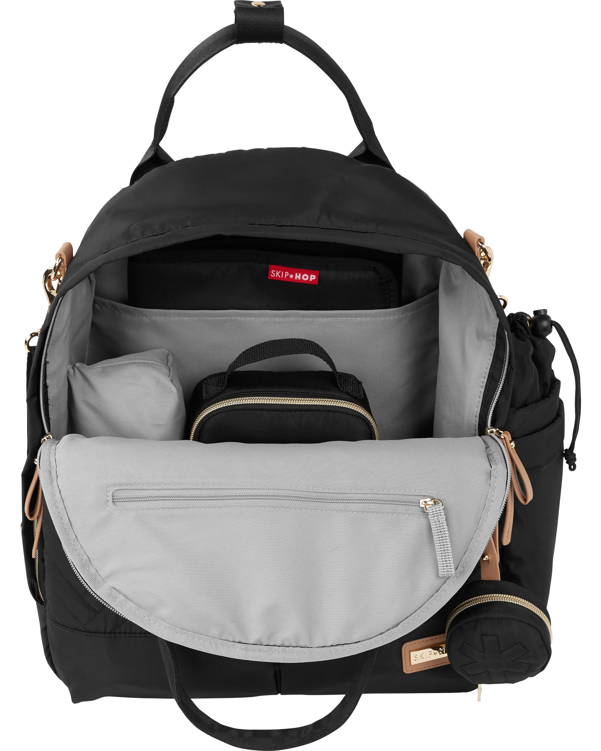 Skip Hop Suite 6-in-1 Diaper Backpack with Changing Pad and Accessories, Black