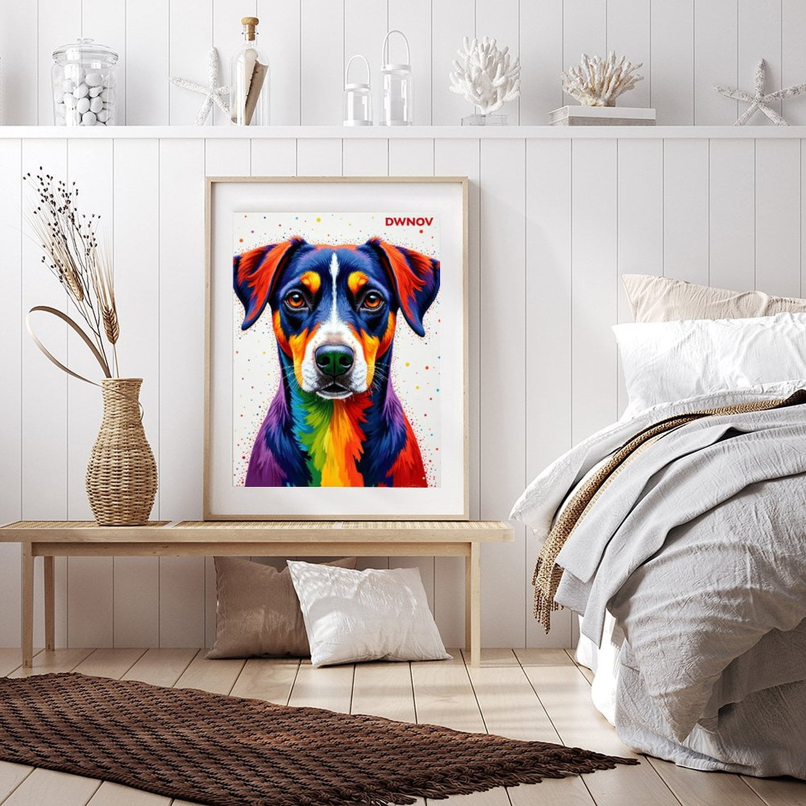 Diamond Art Kit for Adults, Colorful Dog Portrait Art Canvas Diamond Painting for Adults Beginners, 5D DIY Diamond Art Painting Kits, Colorful Diamond Painting Craft for Home Decor 12x16