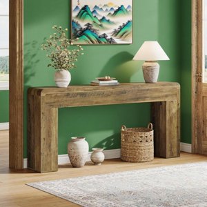 Farmhouse Style 70.9-inch Extra Long Console Table Rustic Brown