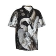 thumbnail image 2 of Balery Elegant Swans Black Background Print Men's Hawaiian Shirts Short Sleeve Beach Shirt Relaxed Fit Vacation Button Down Shirts-3X-Large, 2 of 9