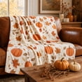 thumbnail image 6 of Sahpxhe Fall Flannel Throw Blanket with Pumpkin Design,Soft Warm Nap Blanket Party Sofa Bed Cover for Couch Sofa Bedroom Thanksgiving Halloween Fall Decor,59.05x51.18in Orange-C, 6 of 7