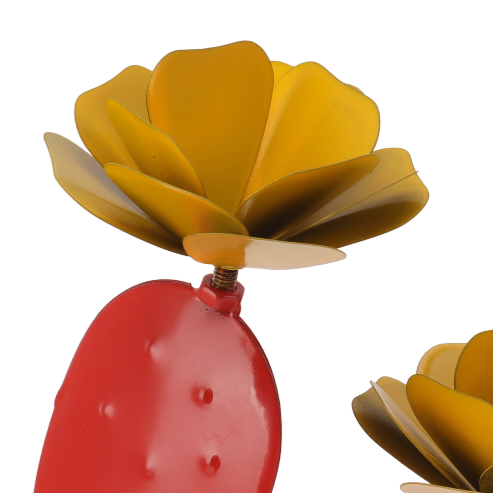 Elowen Prickly Pear Cactus Sculpture Prickly Pear Cactus Sculpture, Prickly Pear Cactus Yard Art Iron with Flowers for Patio