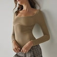 thumbnail image 2 of hotojiny Womens Long Sleeve Basic Bodysuit Scoop Neck Going Out Body Suits Stretchy Comfy Bodysuit Tops, 2 of 7