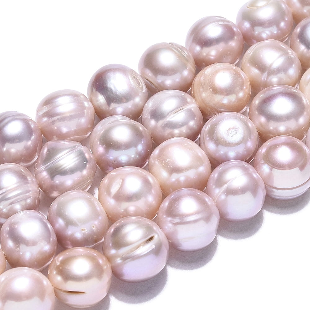 Natural Cultured Freshwater Pearl Beads Strands Potato Misty Rose 10.5~12x9.5~12.5mm Hole: 0.6mm about 32~33pcs/strand 13.78~13.98 inch(35~35.5cm)