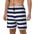thumbnail image 2 of Daiia Navy Blue And White Stripes Mens Swim Trunks Swim Shorts Quick Dry Swim Shorts with Mesh Lining Pockets-Small, 2 of 9