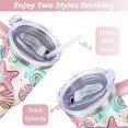 thumbnail image 5 of 40oz Cute Colorful Starfish Stainless Steel Flip Straw Tumbler Spill Proof Travel Cup Double Wall Vacuum Insulated Coffee Mug with Top Handle, 5 of 6